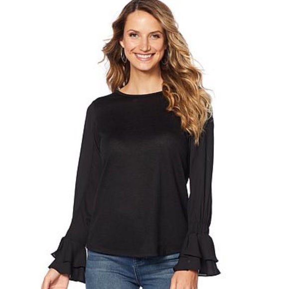 DG2 by Diane Gilman Tops - Sexy black sheer sleeve top